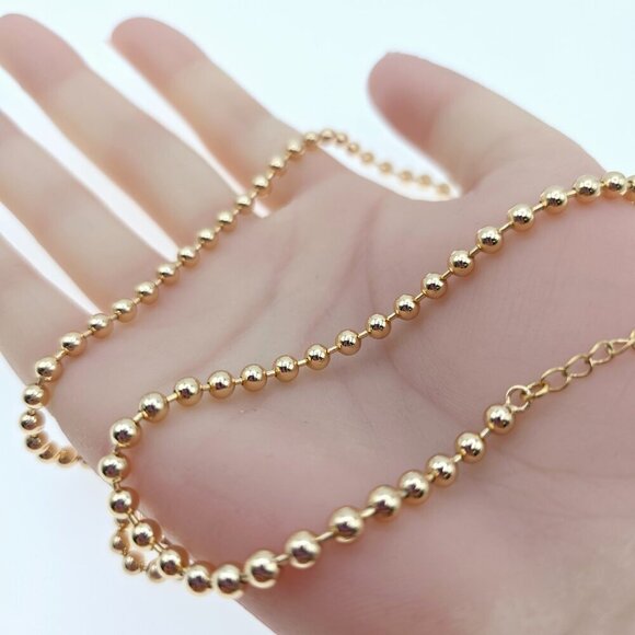 Rose Gold Polished Ball Chain Necklace for Women, 45cm Adjustable, XPNL0050 - Picture 10 of 13